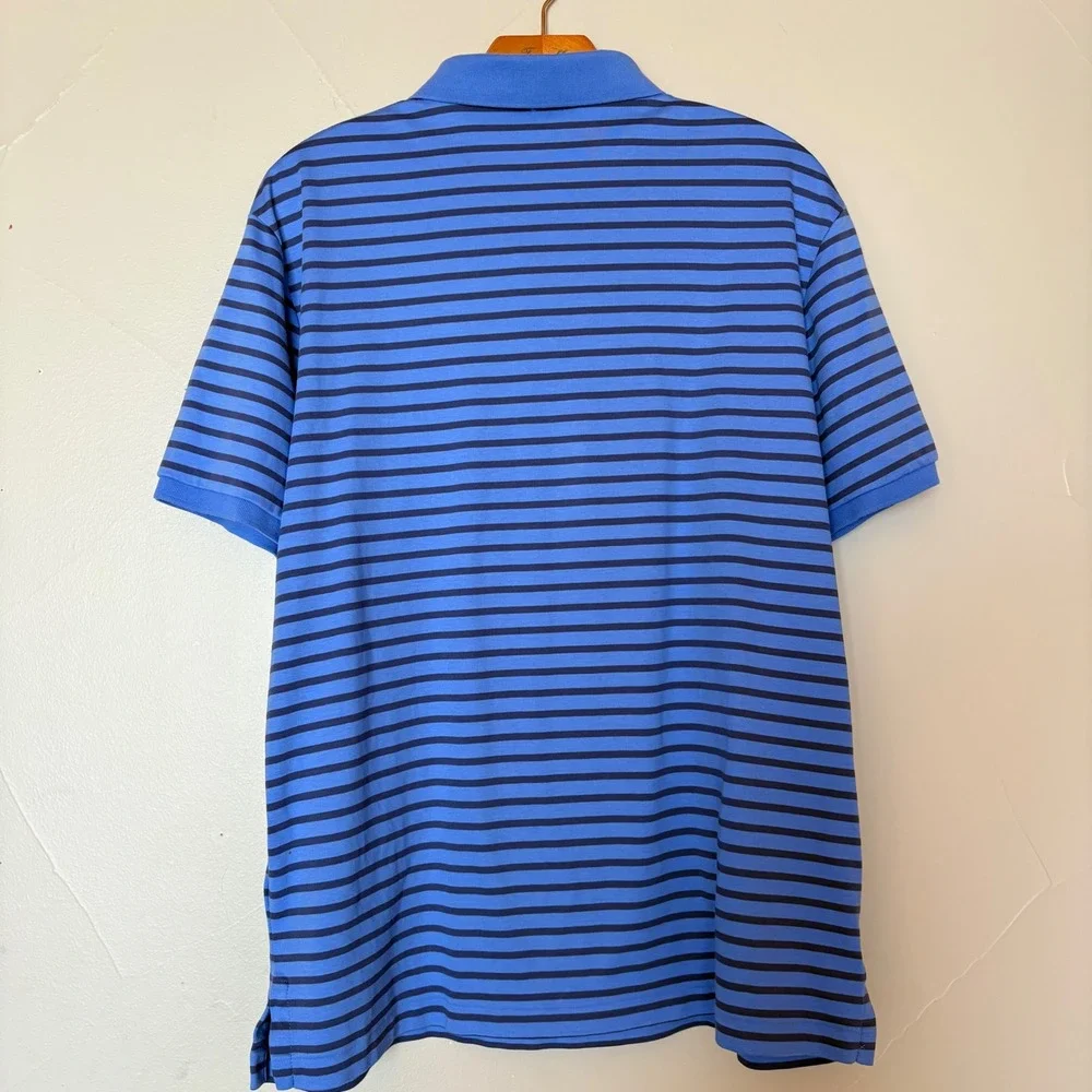 Polo Ralph Lauren Classic Fit Striped Blue Polo Shirt‎ Short Sleeve Men SZ Large